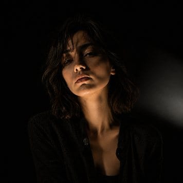 Portrait with dramatic side shadow