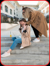 Example of a poor reference photo: someone else in the shot