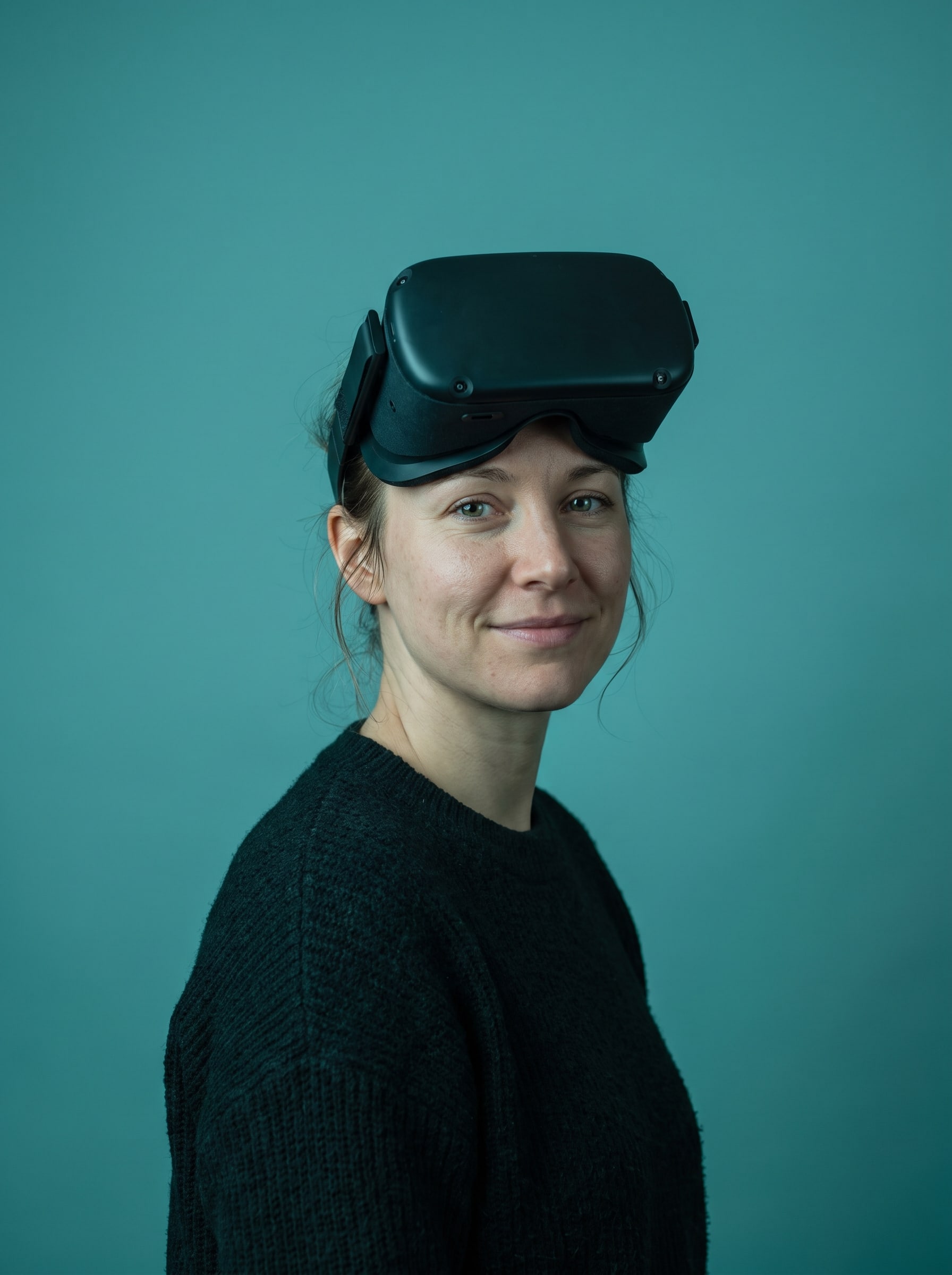 Woman wearing a VR headset
